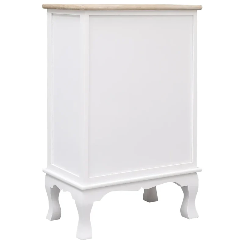 Armoire à tiroirs moderne 50 x 30 x 80 cm avec 2 portes et 2 tiroirs style déco intérieure en bois blanc 02_0046462