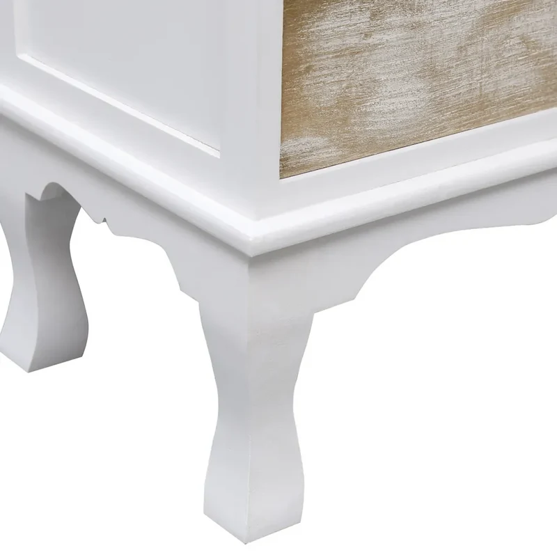 Armoire à tiroirs moderne 50 x 30 x 80 cm avec 2 portes et 2 tiroirs style déco intérieure en bois blanc 02_0046462