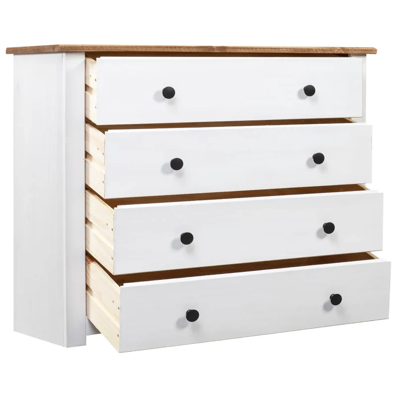 Armoire latérale pratique avec support téléphone 80 x 40 x 73 cm en bois de pin blanc 02_0046450