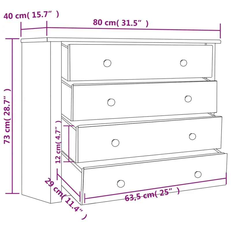 Armoire latérale pratique avec support téléphone 80 x 40 x 73 cm en bois de pin blanc 02_0046450