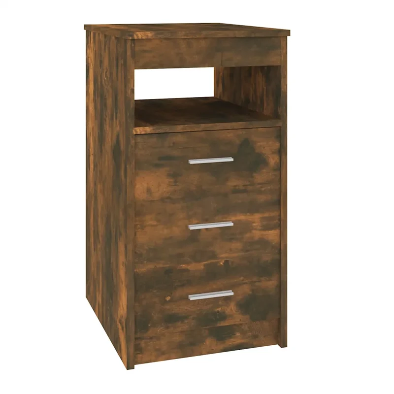 Armoire à tiroirs compacte avec étagère rangement 40 x 50 x 76 cm en bois d'ingénierie chêne fumé 02_0048135