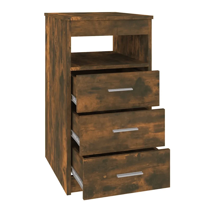 Armoire à tiroirs compacte avec étagère rangement 40 x 50 x 76 cm en bois d'ingénierie chêne fumé 02_0048135