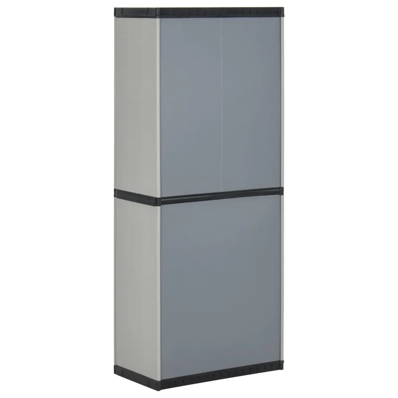 Armoire de rangement de jardin verrouillable avec 3 étagères 68 x 40 x 168 cm en PVC gris 02_0047063