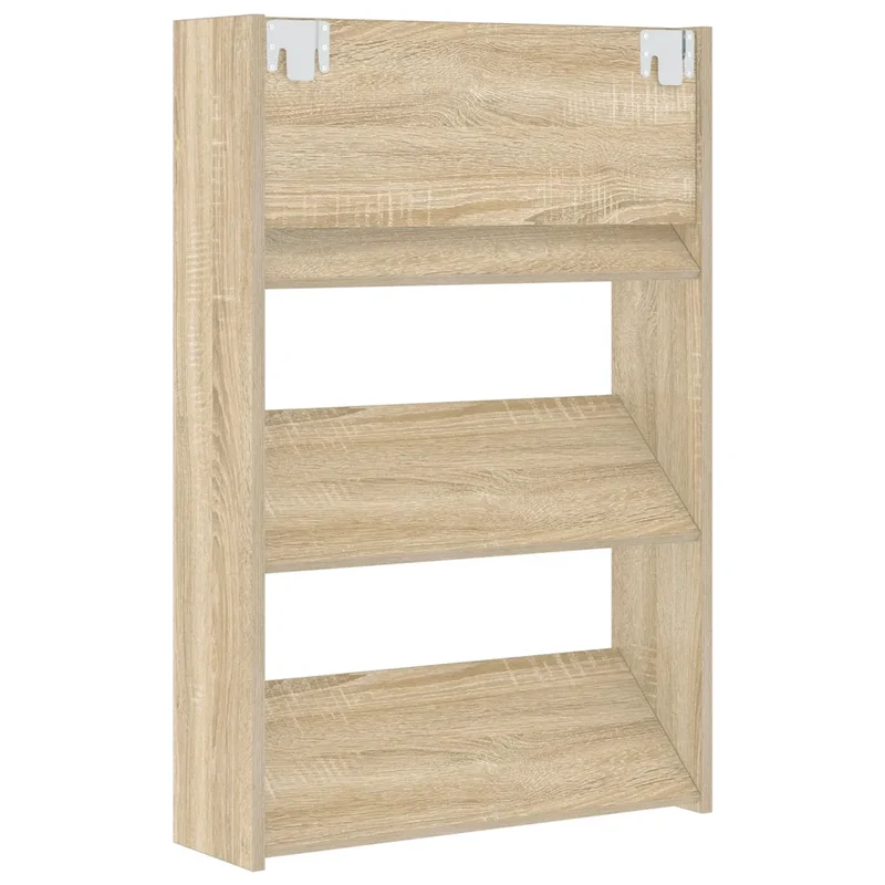 Lot de 2 armoires à chaussures murales modernes 60 x 18 x 90 cm rangement efficace en aggloméré chêne sonoma 02_0047897