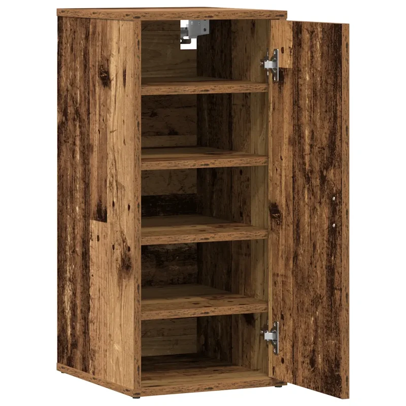 Lot de 2 armoires à chaussures rangement pratique 32 x 35 x 70 cm en bois d'ingénierie vieux bois 02_0050916