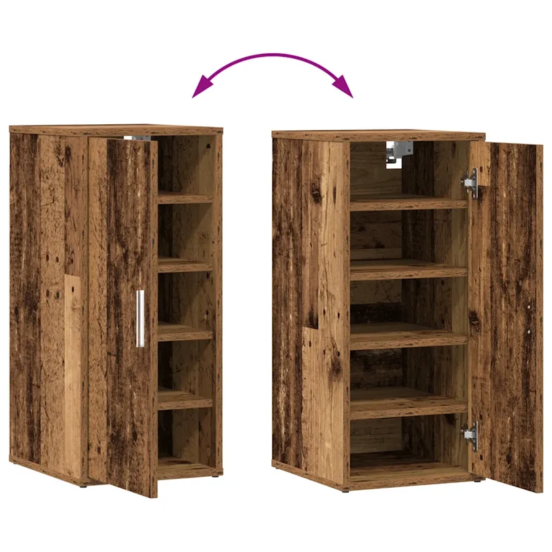 Lot de 2 armoires à chaussures rangement pratique 32 x 35 x 70 cm en bois d'ingénierie vieux bois 02_0050916