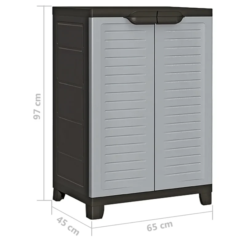 Armoire de rangement compacte 65 x 45 x 97 cm avec 2 portes et 3 étagères bureau garage en plastique gris 02_0046949