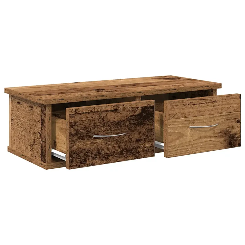 Armoire murale pratique avec 2 tiroirs 60 x 26 x 18 cm design élégant en bois d'ingénierie vieux bois 02_0050688