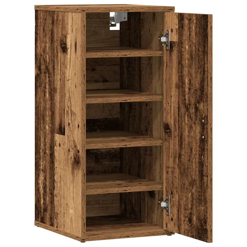 Armoire à chaussures avec porte 32 x 35 x 70 cm grand espace de rangement style vintage en bois vieux bois 02_0050915