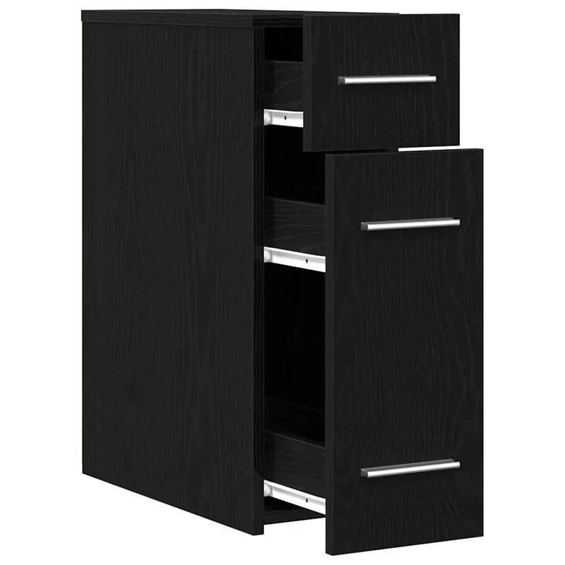 Armoire d'apothicaire moderne rectangulaire 20 x 45 x 60 cm avec 3 tiroirs en bois d'ingénierie chêne noir 02_0051905