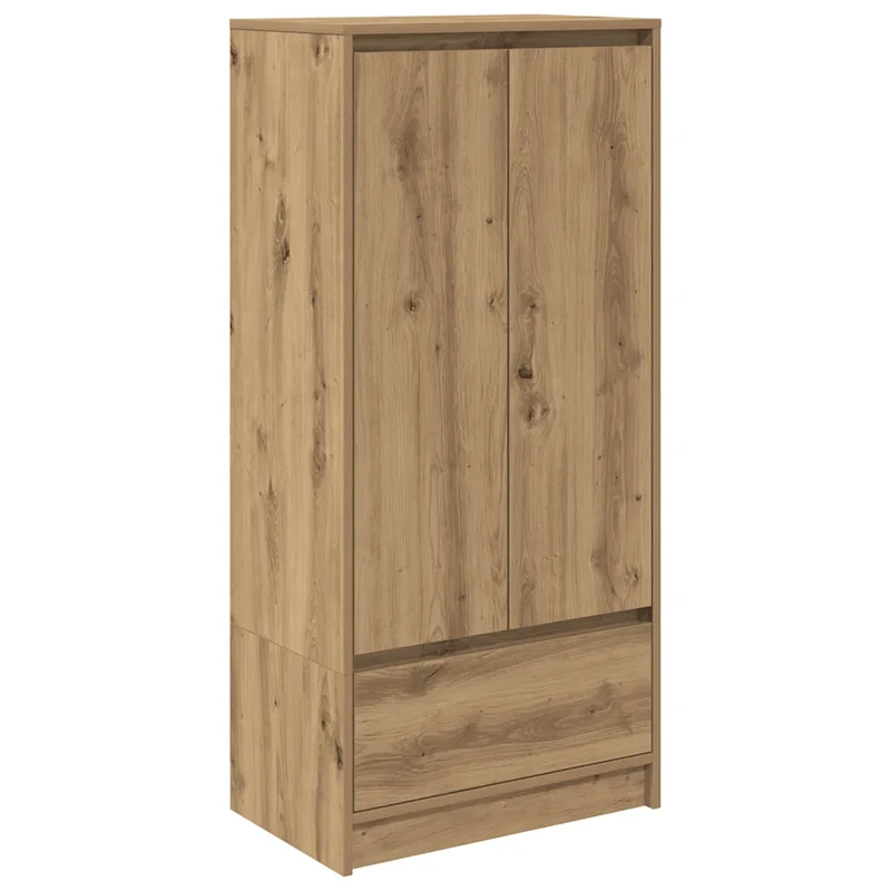 Armoire de rangement 55,5 x 34 x 119,5 cm pratique avec tiroir et portes design moderne en bois d'ingénierie chêne artisanal 02_0051716
