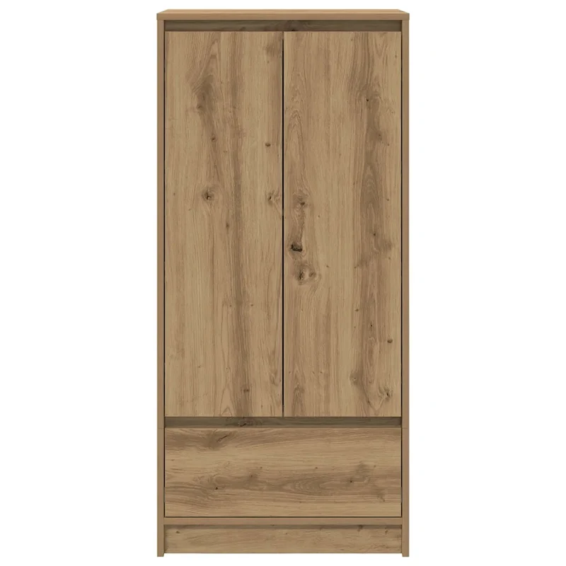 Armoire de rangement 55,5 x 34 x 119,5 cm pratique avec tiroir et portes design moderne en bois d'ingénierie chêne artisanal 02_0051716