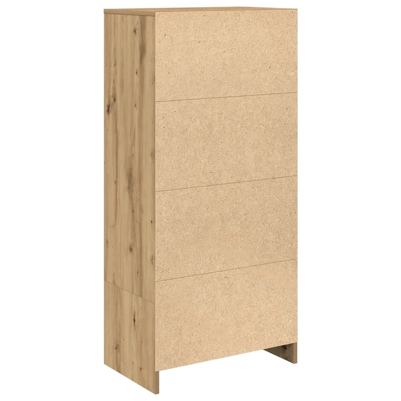Armoire de rangement 55,5 x 34 x 119,5 cm pratique avec tiroir et portes design moderne en bois d'ingénierie chêne artisanal 02_0051716