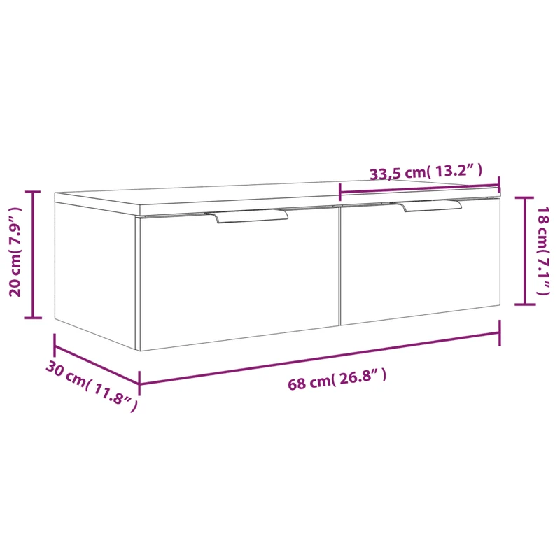 Armoire murale design polyvalente rangement 68 x 30 x 20 cm en bois d'ingénierie sonoma gris 02_0048304