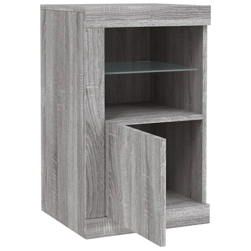 Armoire latérale avec éclairage LED moderne rangement pratique 41 x 37 x 67 cm en bois d'ingénierie sonoma gris 02_0049372