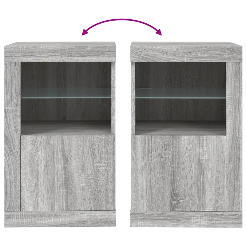 Armoire latérale avec éclairage LED moderne rangement pratique 41 x 37 x 67 cm en bois d'ingénierie sonoma gris 02_0049372