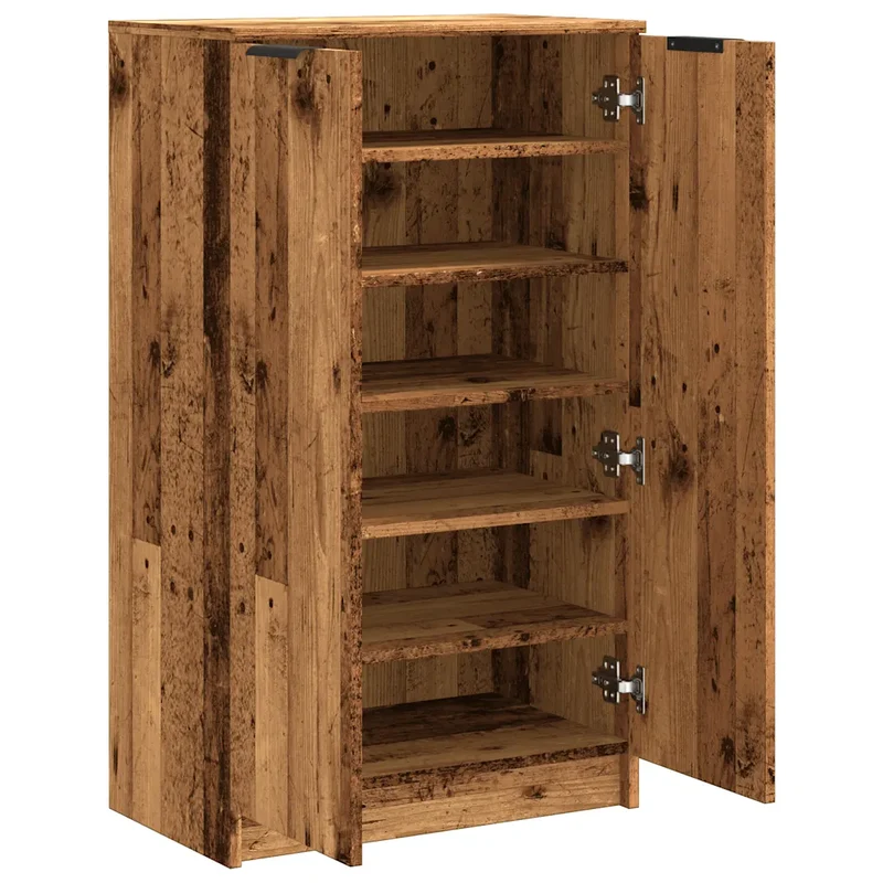 Armoire à chaussures moderne rangement design 59 x 35 x 100 cm en bois d'ingénierie vieux bois 02_0050994