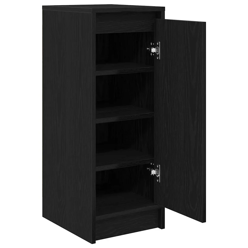 Armoire à chaussures elegante avec 1 porte et 4 étagères 29,5 x 34 x 76 cm en bois d'ingénierie noir 02_0051761