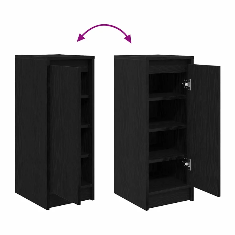 Armoire à chaussures elegante avec 1 porte et 4 étagères 29,5 x 34 x 76 cm en bois d'ingénierie noir 02_0051761