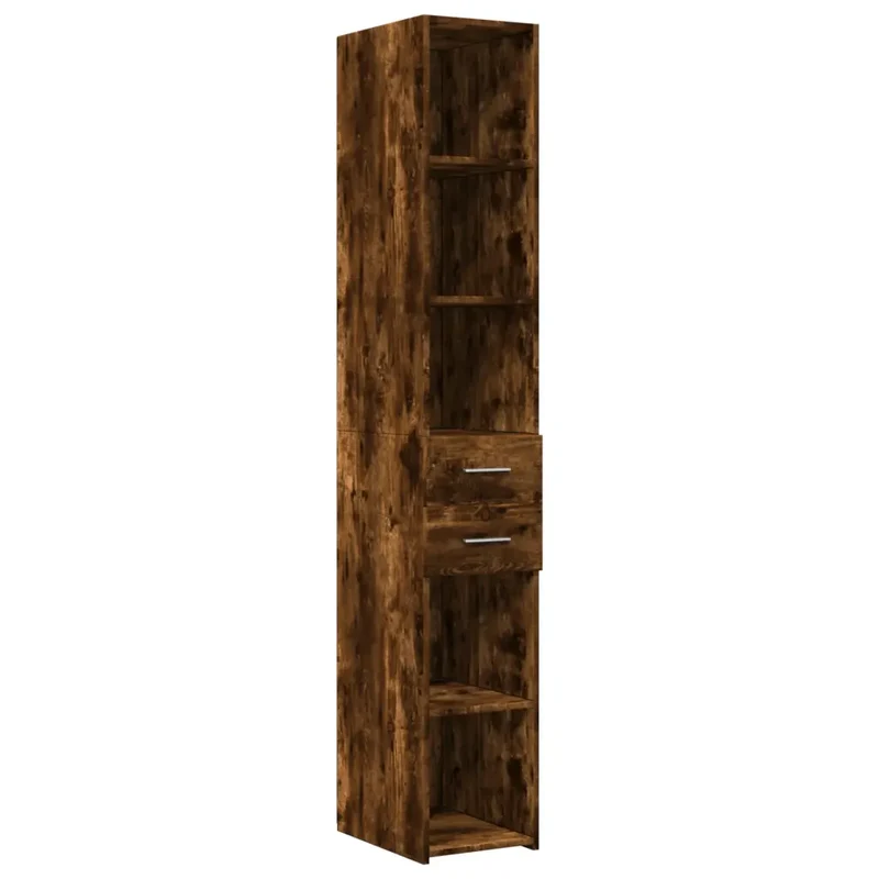 Armoire de rangement mince 30 x 42,5 x 225 cm grand espace de stockage salle bain cuisine en bois d'ingénierie chêne fumé 02_0055556