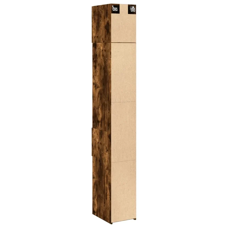 Armoire de rangement mince 30 x 42,5 x 225 cm grand espace de stockage salle bain cuisine en bois d'ingénierie chêne fumé 02_0055556