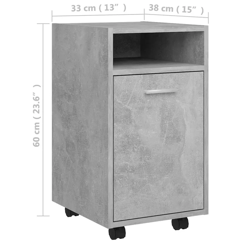 Armoire latérale mobile avec étagère 33 x 38 x 60 cm en bois d'ingénierie gris béton 02_0047777