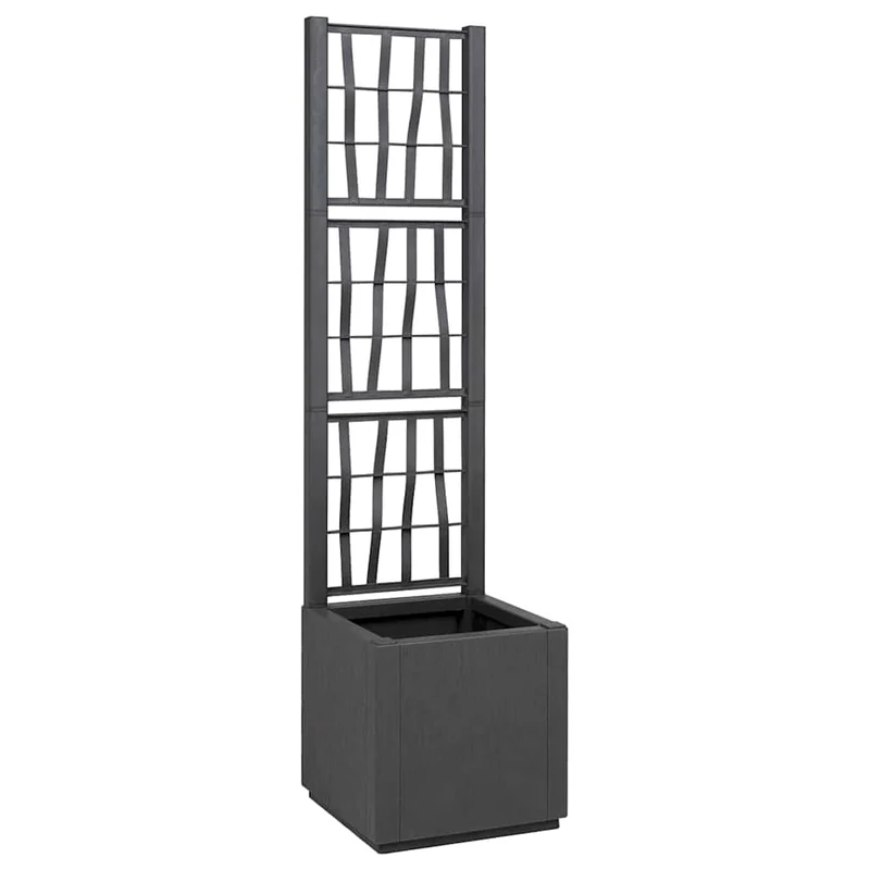 Cache-pot jardin treillis moderne extérieur intérieur 36 x 36 x 140 cm en polypropylène anthracite 02_0058836
