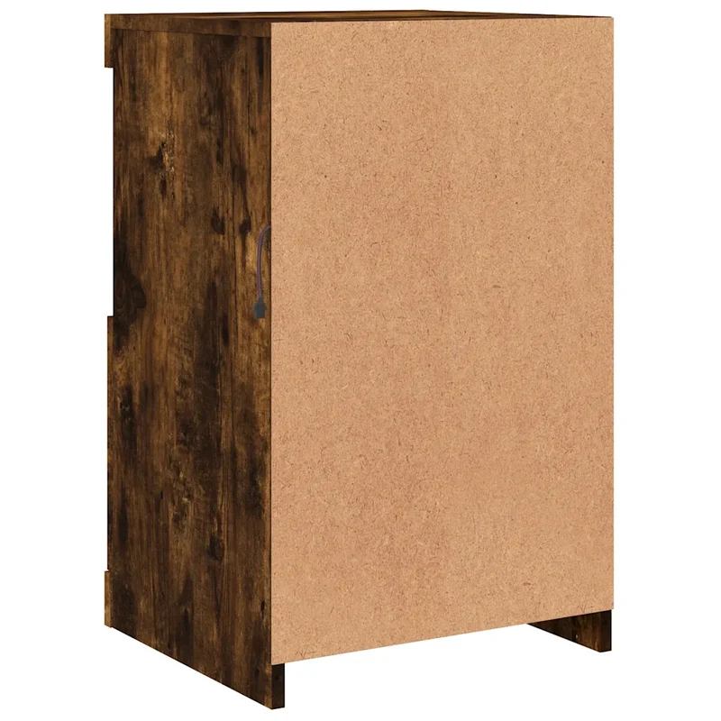 Armoire latérale avec éclairage LED moderne espace de rangement 41 x 37 x 67 cm en bois d'ingénierie chêne fumé 02_0049371