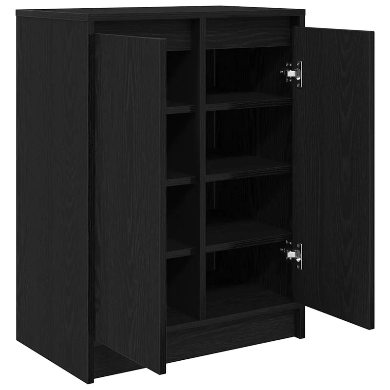 Armoire à chaussures avec 2 portes et 8 étagères 57 x 34 x 76 cm style moderne en bois d'ingénierie chêne noir 02_0051770