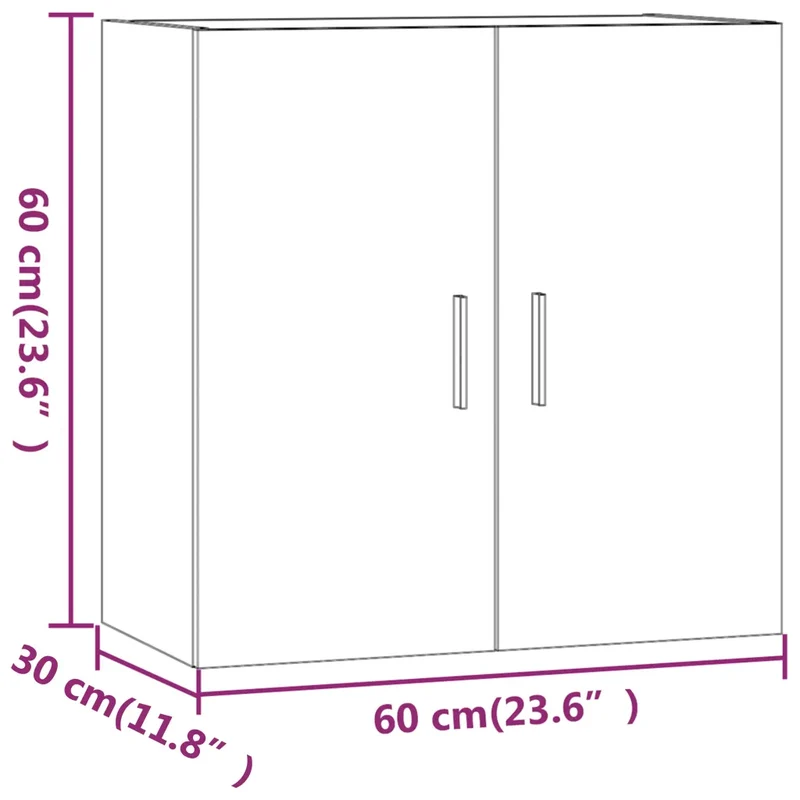 Armoire murale scandinave rangement grand espace 60 x 30 x 60 cm en bois d'ingénierie chêne sonoma 02_0048050