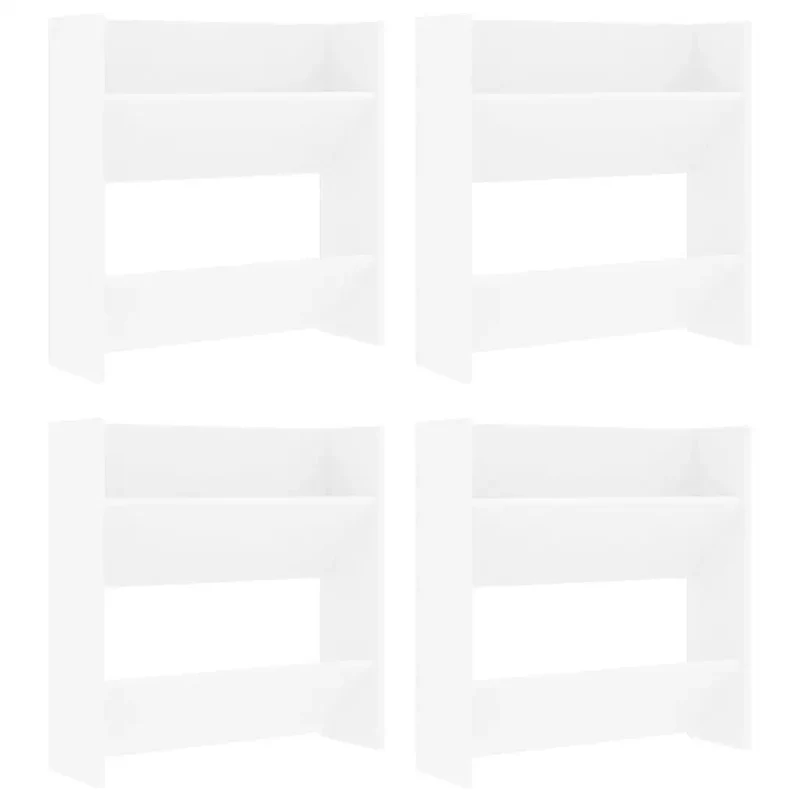 Lot de 4 armoires à chaussures murales modernes 60 x 18 x 60 cm gain de place entrée en bois d'ingénierie blanc 02_0047885