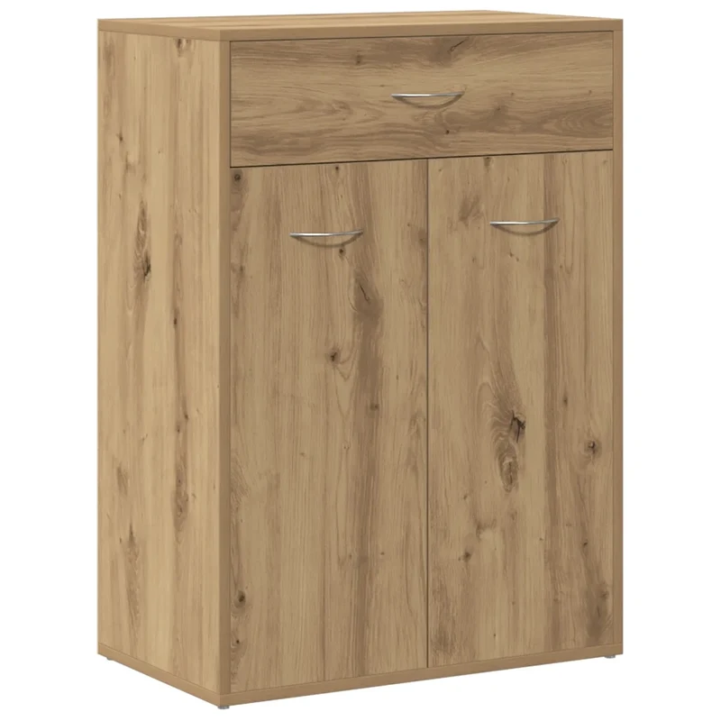 Armoire à chaussures avec portes et tiroir 60 x 35 x 84 cm grand espace de rangement moderne en bois d'ingénierie chêne artisanal 02_0050694