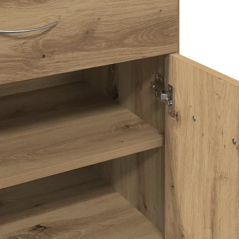 Armoire à chaussures avec portes et tiroir 60 x 35 x 84 cm grand espace de rangement moderne en bois d'ingénierie chêne artisanal 02_0050694