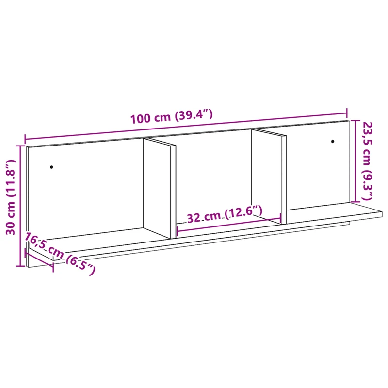 Armoire murale flottante moderne gain de place 100 x 16,5 x 30 cm en bois d'ingénierie blanc 02_0050586