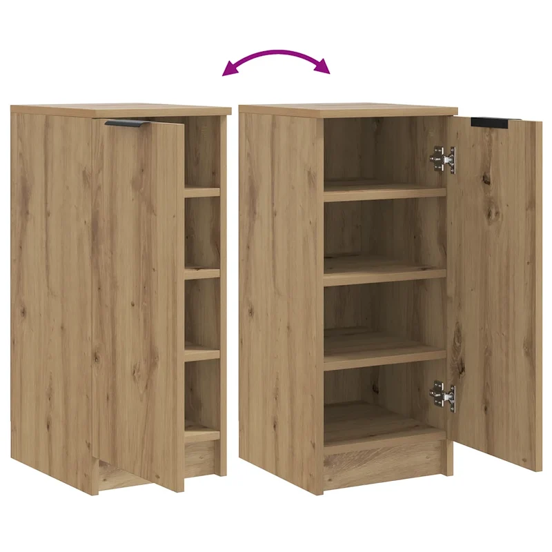 Armoire à chaussures avec porte 29,5 x 35 x 70 cm pratique 4 étagères style chêne artisanal en bois d'ingénierie 02_0050991