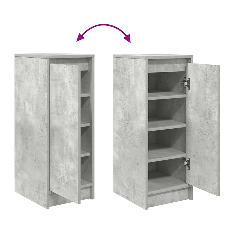 Armoire à chaussures moderne rangement grand espace 29,5 x 34 x 76 cm en bois d'ingénierie gris béton 02_0051763