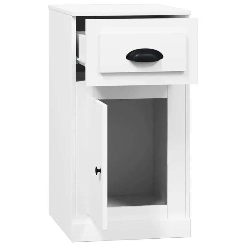 Armoire latérale avec tiroir rangement décoratif 40 x 50 x 75 cm en bois d'ingénierie blanc 02_0048269