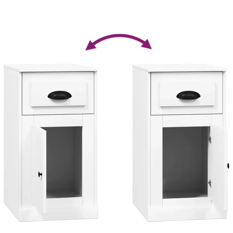 Armoire latérale avec tiroir rangement décoratif 40 x 50 x 75 cm en bois d'ingénierie blanc 02_0048269