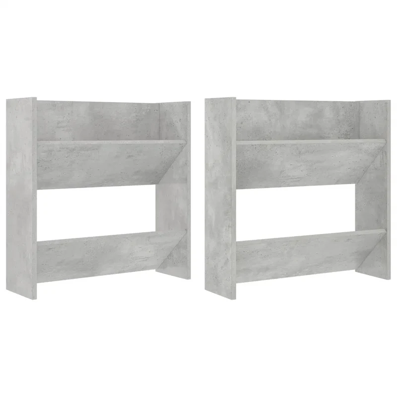Lot de 2 armoires à chaussures murales design moderne 60 x 18 x 60 cm en aggloméré gris béton 02_0047890