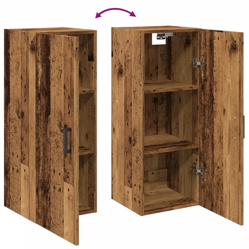 Armoire murale vintage design intemporel espace rangement 34,5 x 34 x 90 cm en bois d'ingénierie vieux bois 02_0051152