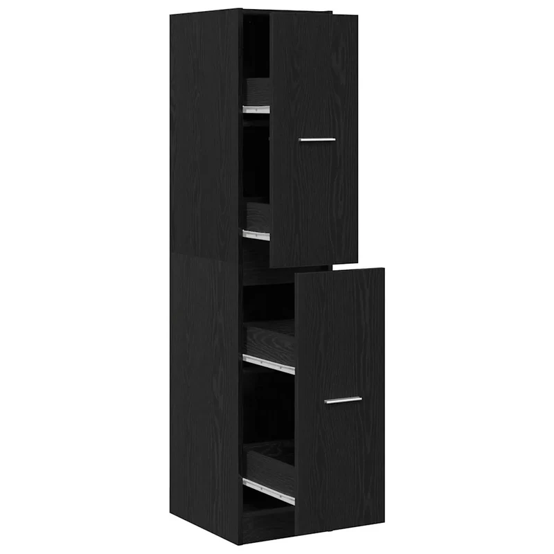Armoire d'apothicaire multifonctionnelle rangement 30 x 41 x 144,5 cm en bois d'ingénierie chêne noir 02_0051799