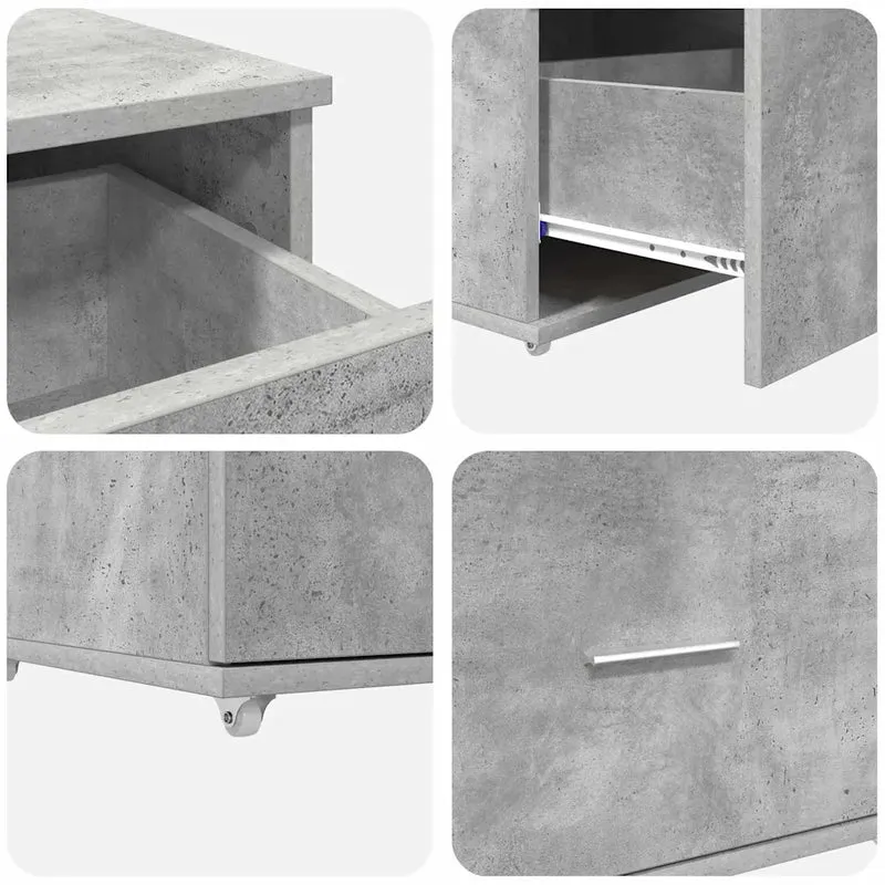 Armoire à tiroirs moderne compacte 55 x 45 x 31 cm rangement pratique style contemporain en bois gris béton 02_0052196