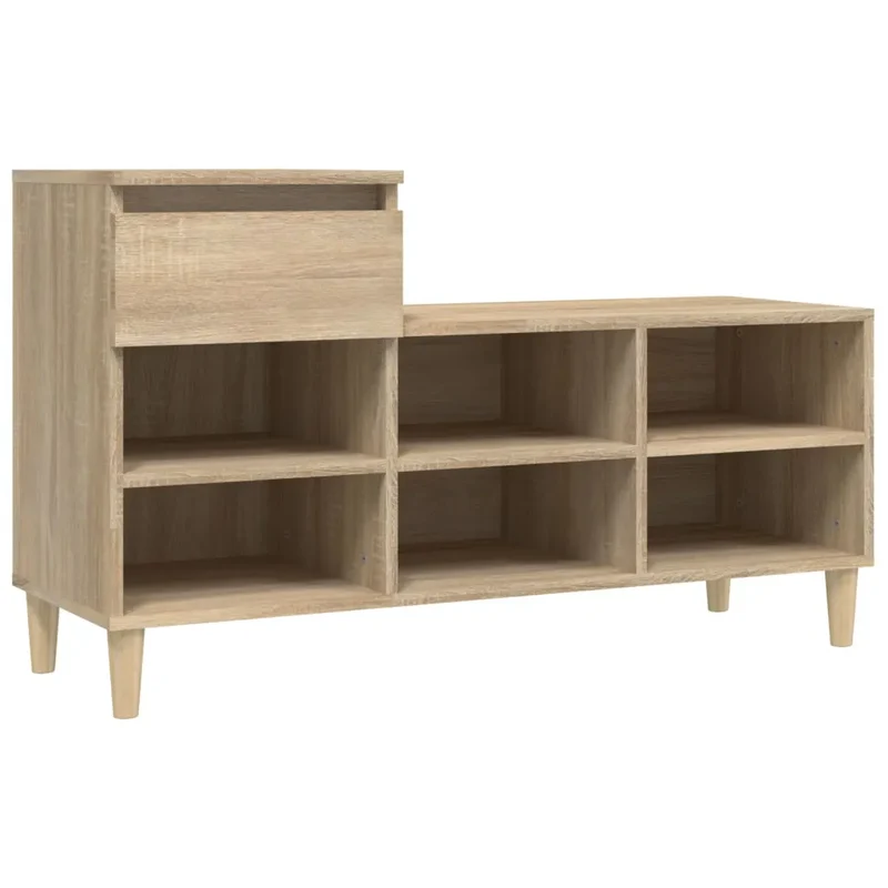Armoire à chaussures chêne sonoma 102 x 36 x 60 cm avec tiroir gain de place style moderne en bois d'ingénierie beige 02_0048445