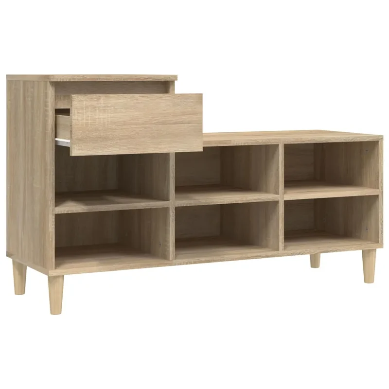 Armoire à chaussures chêne sonoma 102 x 36 x 60 cm avec tiroir gain de place style moderne en bois d'ingénierie beige 02_0048445