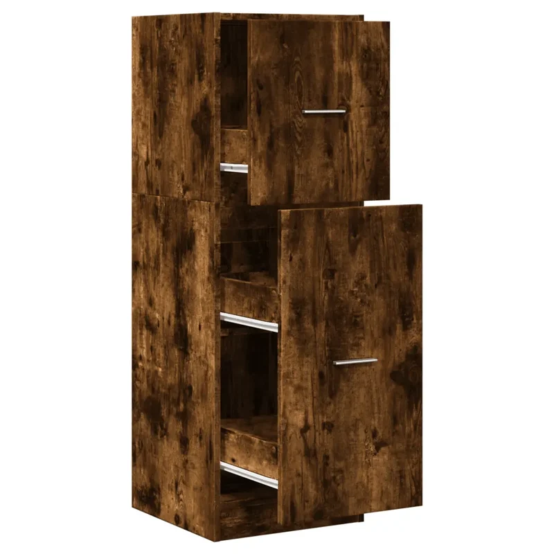 Armoire d'apothicaire multifonctionnelle avec tiroirs rangement 40 x 41 x 118 cm en bois d'ingénierie chêne fumé 02_0050641