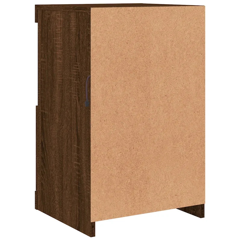 Armoire latérale moderne à éclairage LED 41 x 37 x 67 cm grand espace de rangement style contemporain en bois chêne 02_0049374