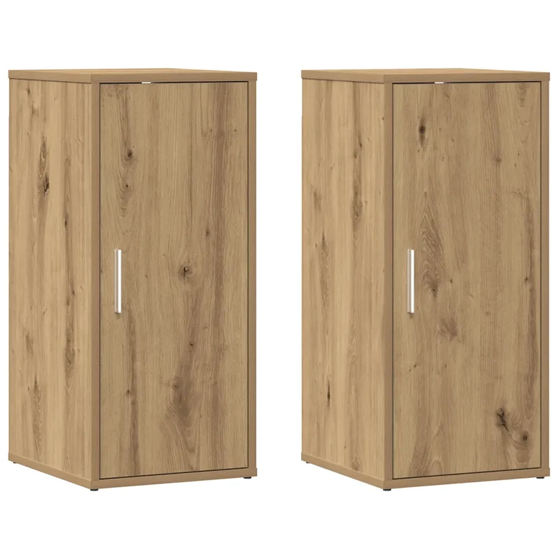 Lot de 2 armoires à chaussures 32 x 35 x 70 cm avec porte rangement pratique style chêne artisanal en bois 02_0050918