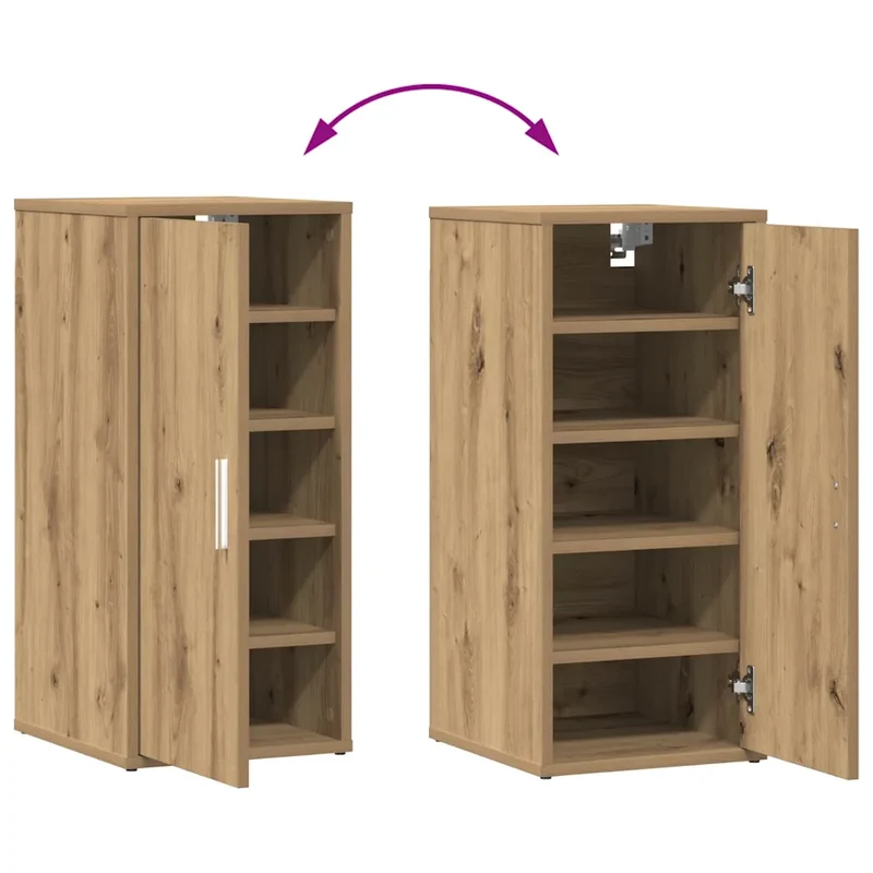 Lot de 2 armoires à chaussures 32 x 35 x 70 cm avec porte rangement pratique style chêne artisanal en bois 02_0050918