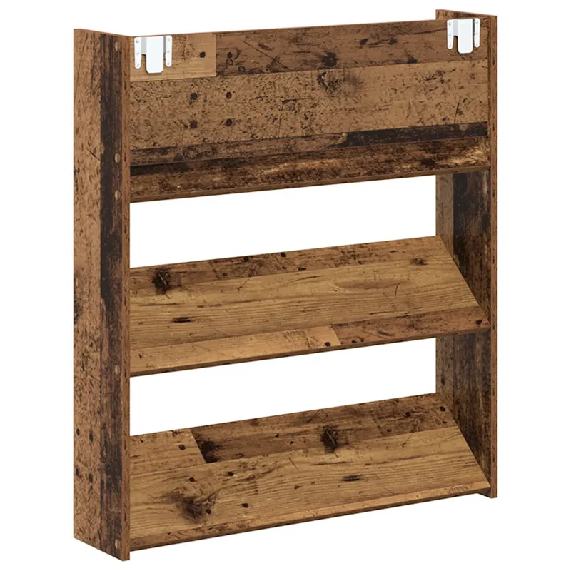 Armoire à chaussures murale moderne gain de place 80 x 18 x 90 cm en bois d'ingénierie vieux bois 02_0050892