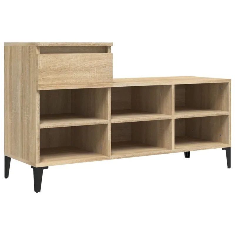 Armoire à chaussures moderne espace de rangement 102 x 36 x 60 cm en bois d'ingénierie chêne sonoma 02_0048447